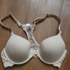 Elegant Lace Trimmed Beige Bra